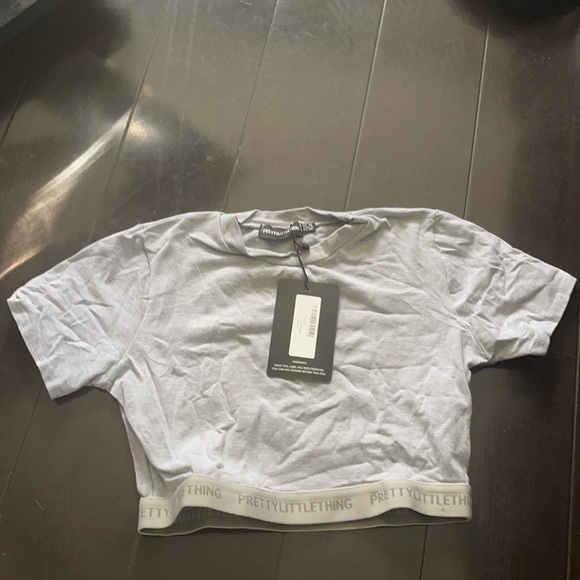PLT GREY CROP TOP WITH LOGO BAND - Picture 1 of 3